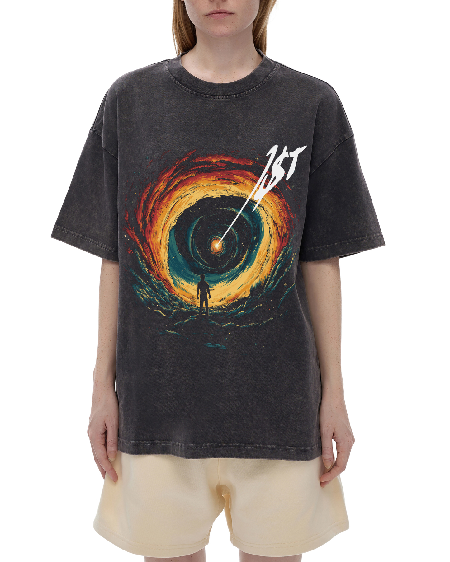 "Multidimensional" Vintage Wash Heavyweight Tee - Black