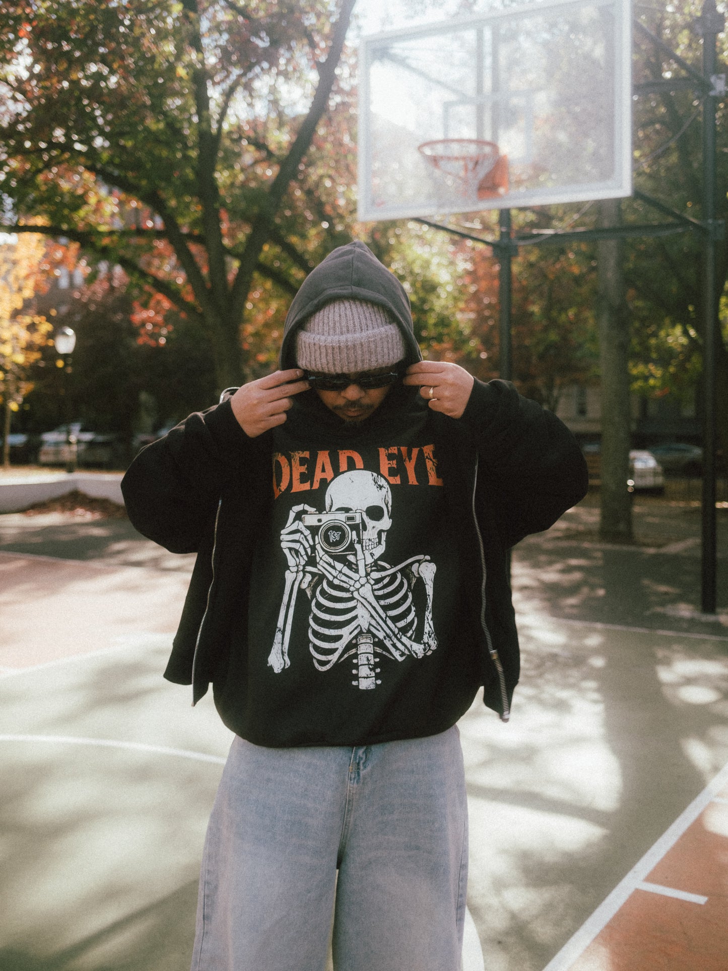 "DEAD EYE" V2 Heavyweight Oversized Hoodie With Hidden Pockets - Charcoal