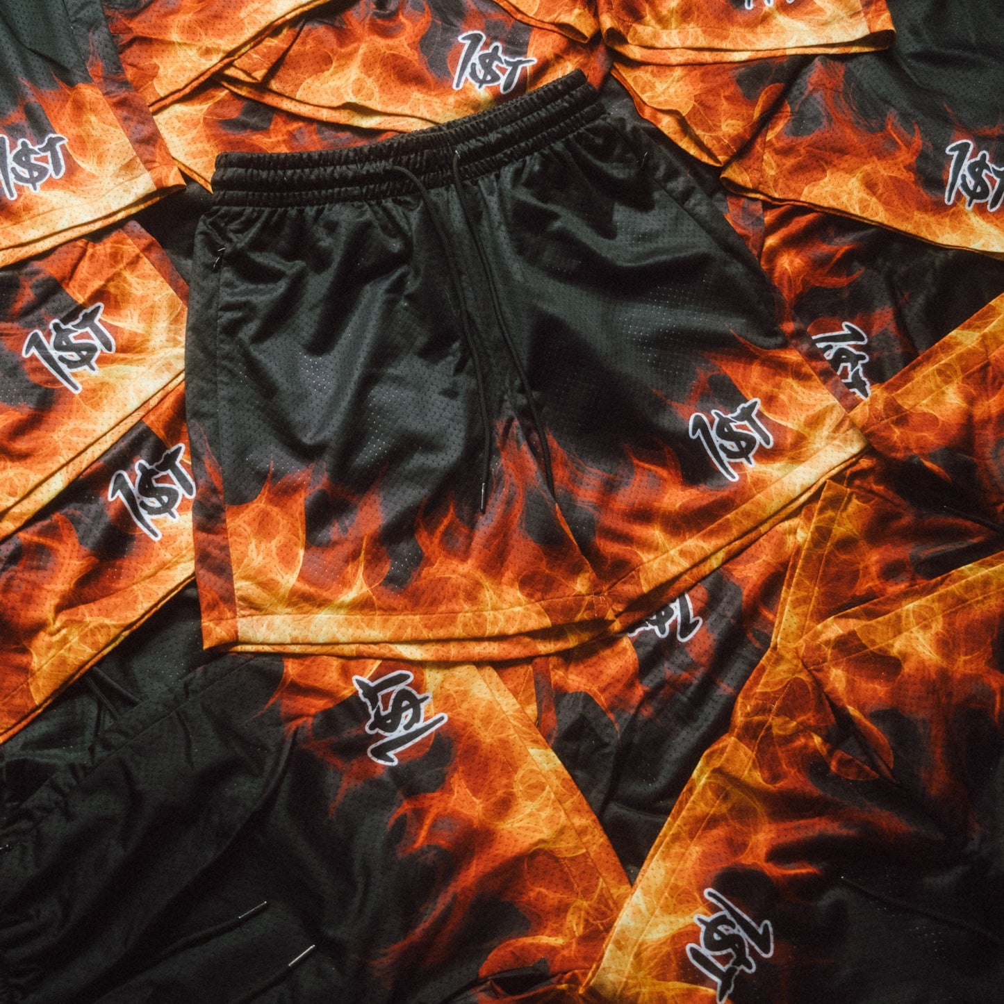 Flame On Mesh Shorts by 1ST By Brian Alcazar - View 3