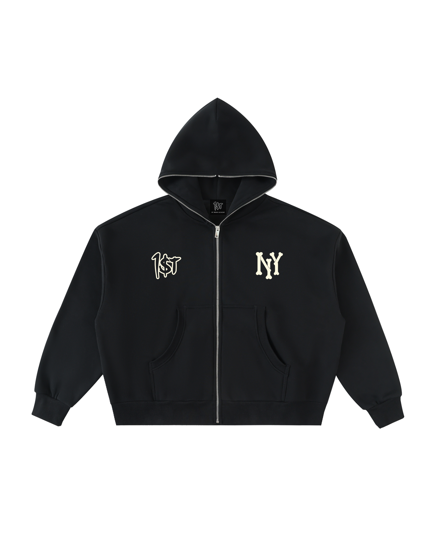 "NY to the Bone" Full Zip Boxy Hoodie