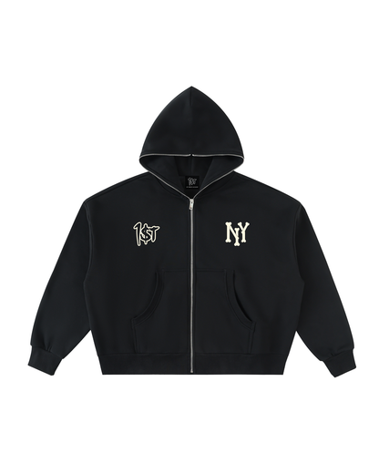 "NY to the Bone" Full Zip Boxy Hoodie