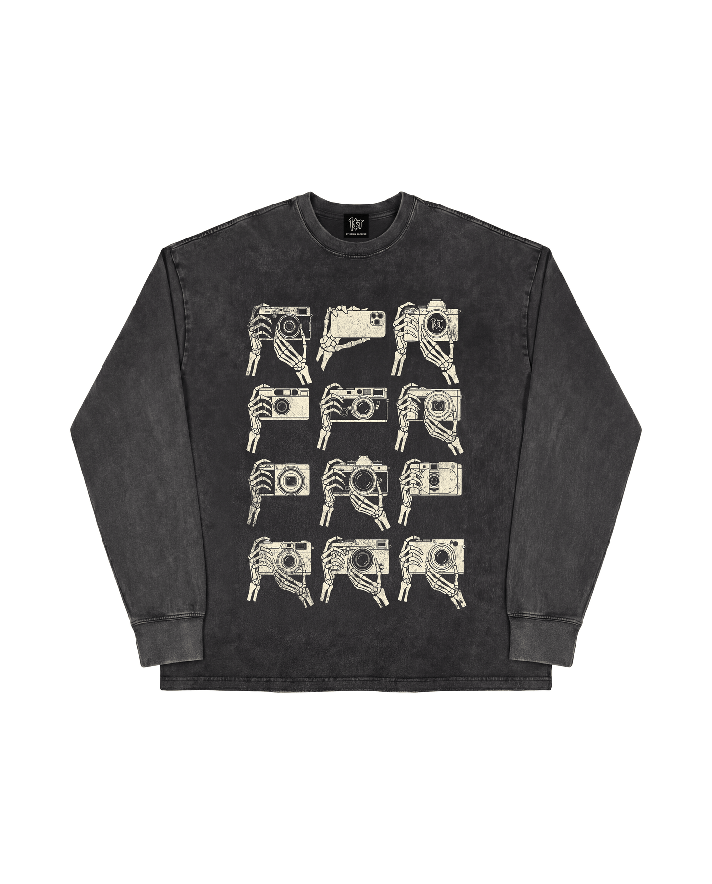 "CAMERA DOESN'T MATTER" Acid Wash Heavyweight Long Sleeve Tee