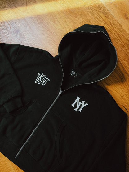 "NY to the Bone" Full Zip Boxy Hoodie