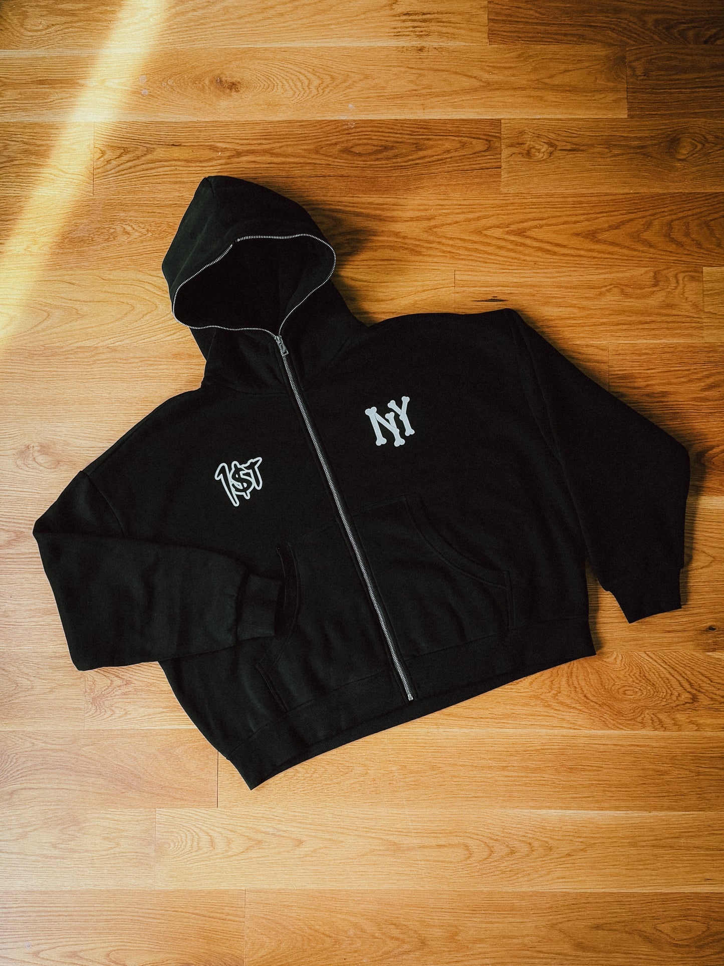 "NY to the Bone" Full Zip Boxy Hoodie