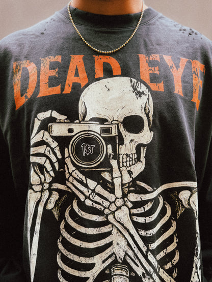 "DEAD EYE" V2 Sunfaded Distressed Heavyweight Long Sleeve Fake Tee (2 piece integrated look)