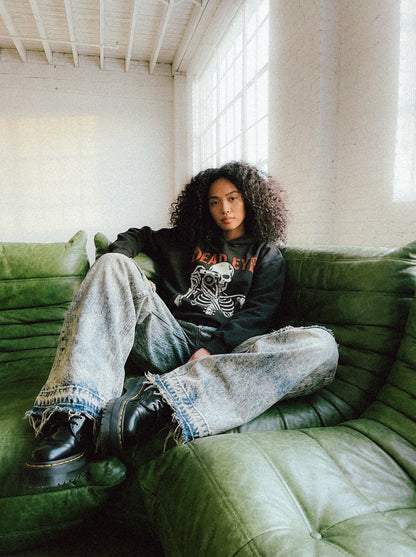 "DEAD EYE" V2 Heavyweight Oversized Hoodie With Hidden Pockets - Charcoal