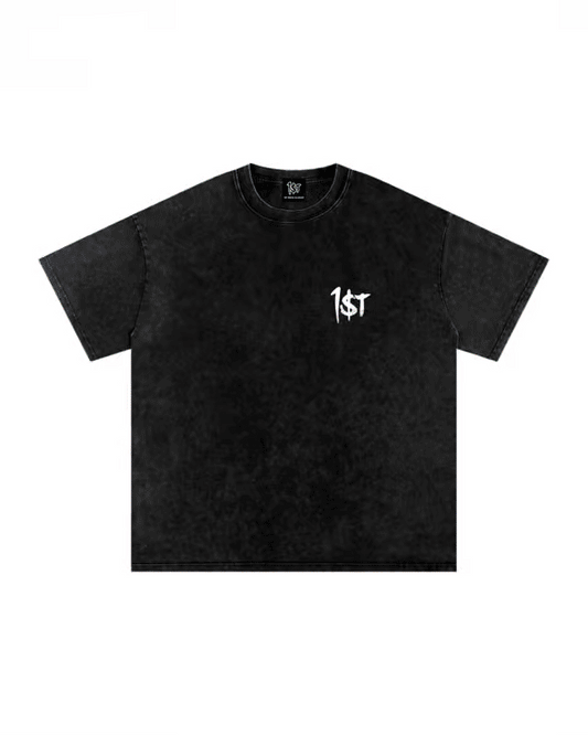 1st Distressed Logo Acid Wash Heavyweight Tee (Multiple Colors)